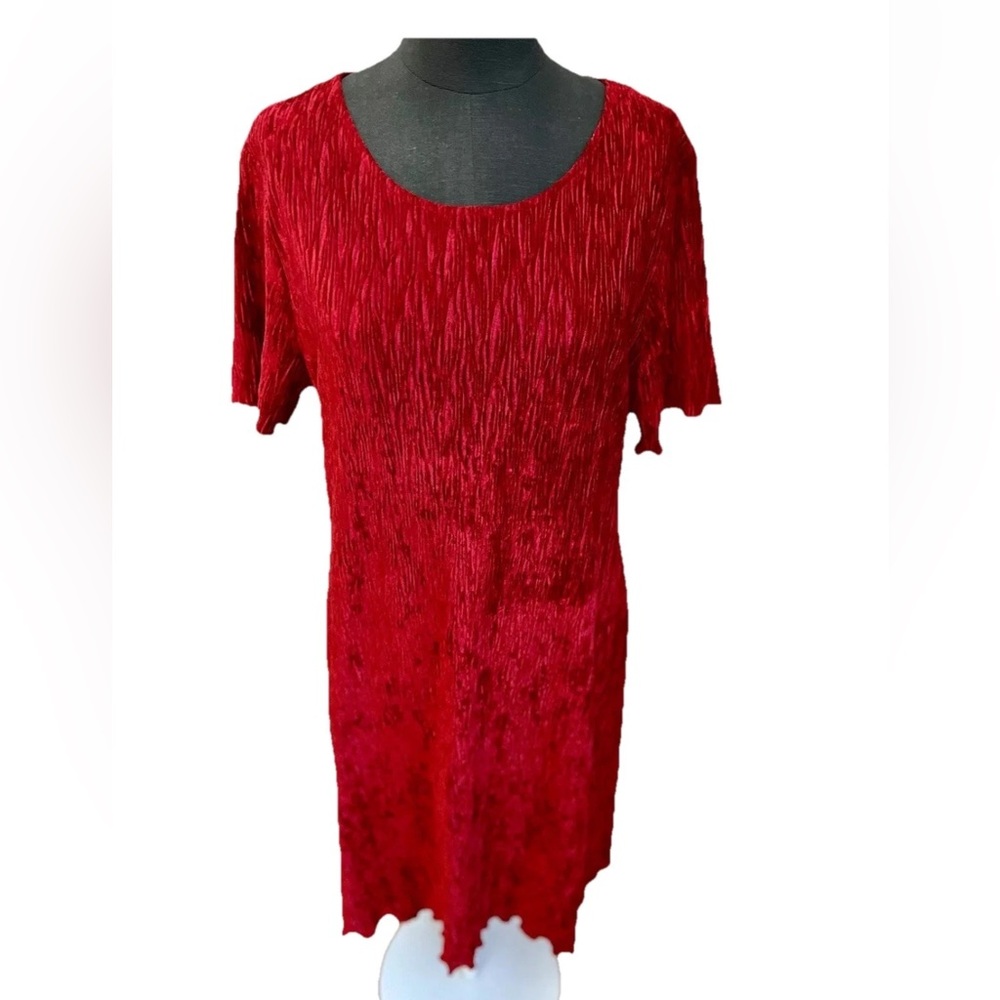 Absolutely! Deep Red textured crushed velvet T-shirt dress, size 14 in EUC